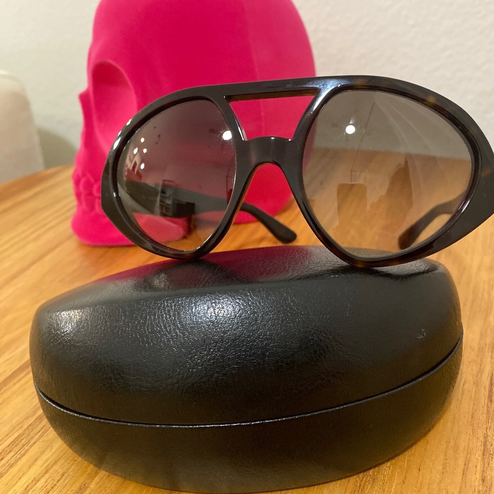 Valentino 60mm Aviator Sunglasses dark havana